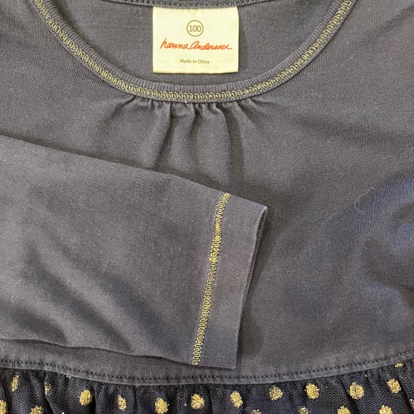 Hannah Anderson blue dress with gold dots pattern. size 100 (4) - Picture 3 of 3